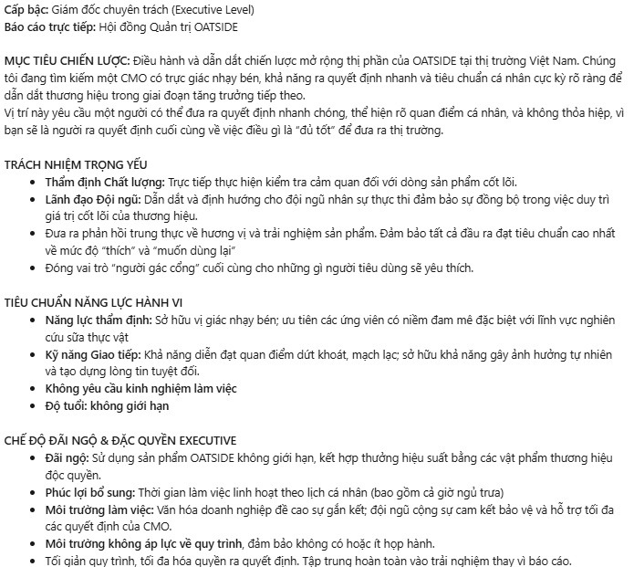 Hãng sữa Oatside Việt Nam bị chỉ trích khi đăng tuyển CMO hút 100 ứng viên, cuối cùng công bố 