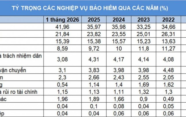 Sự dịch chuyển cơ cấu bảo hiểm phi nhân thọ và 