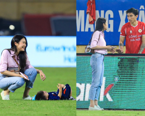 Doãn Hải My gặp cảnh “khó đỡ” khi đưa con trai đi xem Văn Hậu thi đấu nhưng visual xinh chấp mọi góc camera