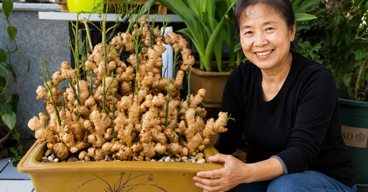 Người phụ nữ nghỉ hưu trồng cả “núi gừng” trong thùng phuy cũ: 8 tháng thu gần 8kg, hàng xóm kéo sang học theo vì quá vừa đẹp vừa “có lộc”