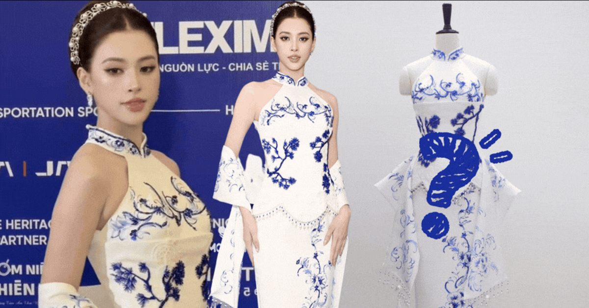 Hoa hậu Tiểu Vy hứng chỉ trích vì bộ váy hoạ tiết gốm xanh bị đánh giá “giống sườn xám Trung Quốc”