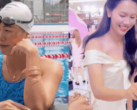 Ánh Viên dát vàng đầy người khiến dân mạng ngỡ ngàng: Vừa đám cưới xong đã vội đi dạy bơi?