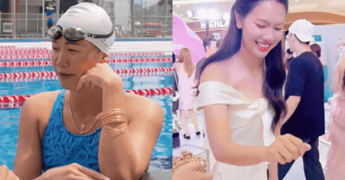 Ánh Viên dát vàng đầy người khiến dân mạng ngỡ ngàng: Vừa đám cưới xong đã vội đi dạy bơi?