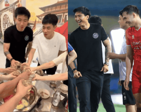 Cam thường lộ rõ nhan sắc Doãn Hải My khi cùng Văn Hậu, Đình Bắc đi ăn mừng CAHN vô địch V.League