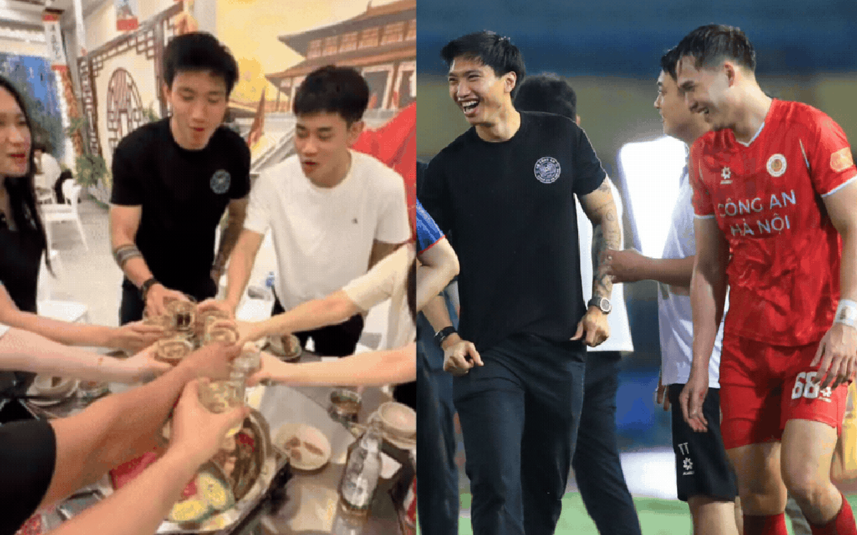 Cam thường lộ rõ nhan sắc Doãn Hải My khi cùng Văn Hậu, Đình Bắc đi ăn mừng CAHN vô địch V.League