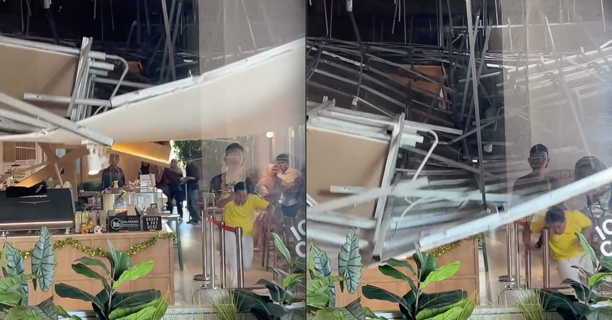 Video: Trần nhà 1 quán cà phê bất ngờ đổ sập, khách hàng hoảng loạn tháo chạy còn cư dân mạng không ngừng lo lắng