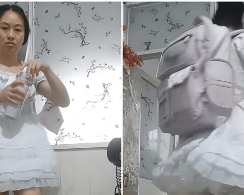 Phát hiện bà mẹ mặc váy xòe công chúa, tóc thắt nơ đi đón con gây tranh cãi
