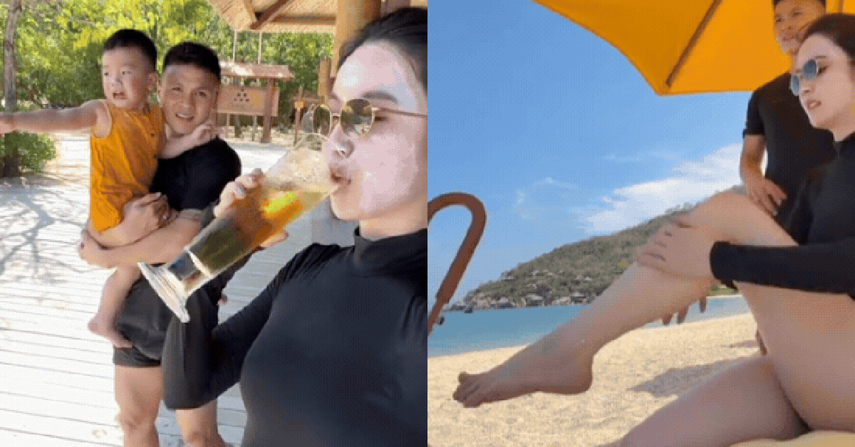 Chu Thanh Huyền diện bikini sexy đi biển nhưng màu da mặt và cổ cực lệch tông mới gây bàn tán