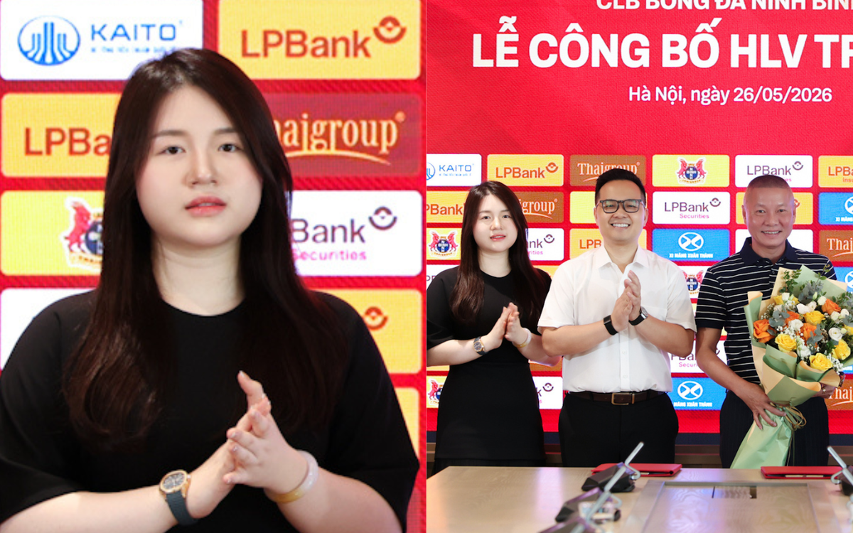 Nhan sắc ái nữ Bầu Thụy – Chủ tịch trẻ nhất V.League chiếm trọn “spotlight” trong ngày Ninh Bình bổ nhiệm HLV Chu Đình Nghiêm
