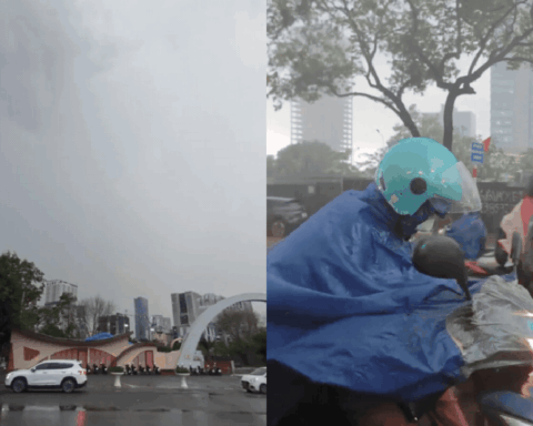 Ảnh, clip: Hà Nội tối đen vì mưa lớn, sấm chớp sáng rực bầu trời khiến ai nấy giật mình