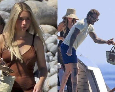 Tiểu thư Harper Beckham diện váy 2 dây khoe body phổng phao nhưng bị chê “già” hơn tuổi, Beckham lịch thiệp với người đẹp trước mặt Victoria