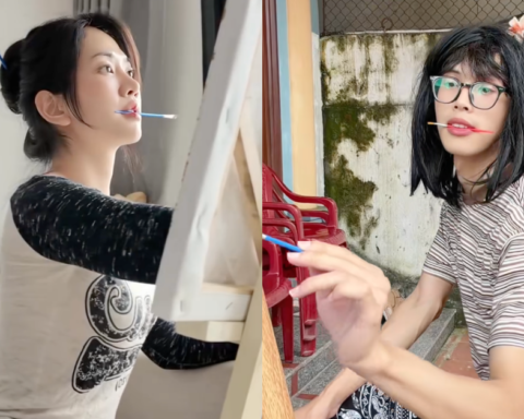 Cả TikTok hóa Lê Bống: Miệng ngậm cọ, tay tô màu, mắt nhìn xa xăm