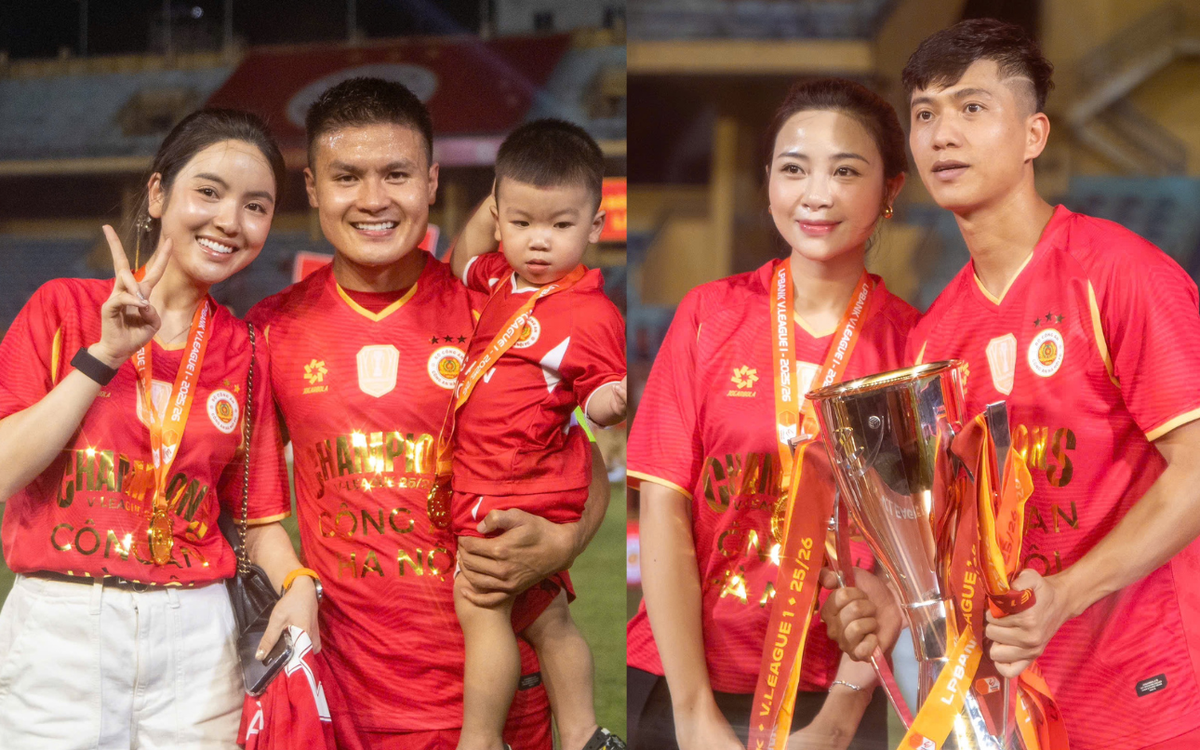 Dàn WAGs quy tụ ngày CAHN vô địch V.League: Quang Hải trao huy chương cho Chu Thanh Huyền, Võ Nhật Linh cam thường vẫn xinh!
