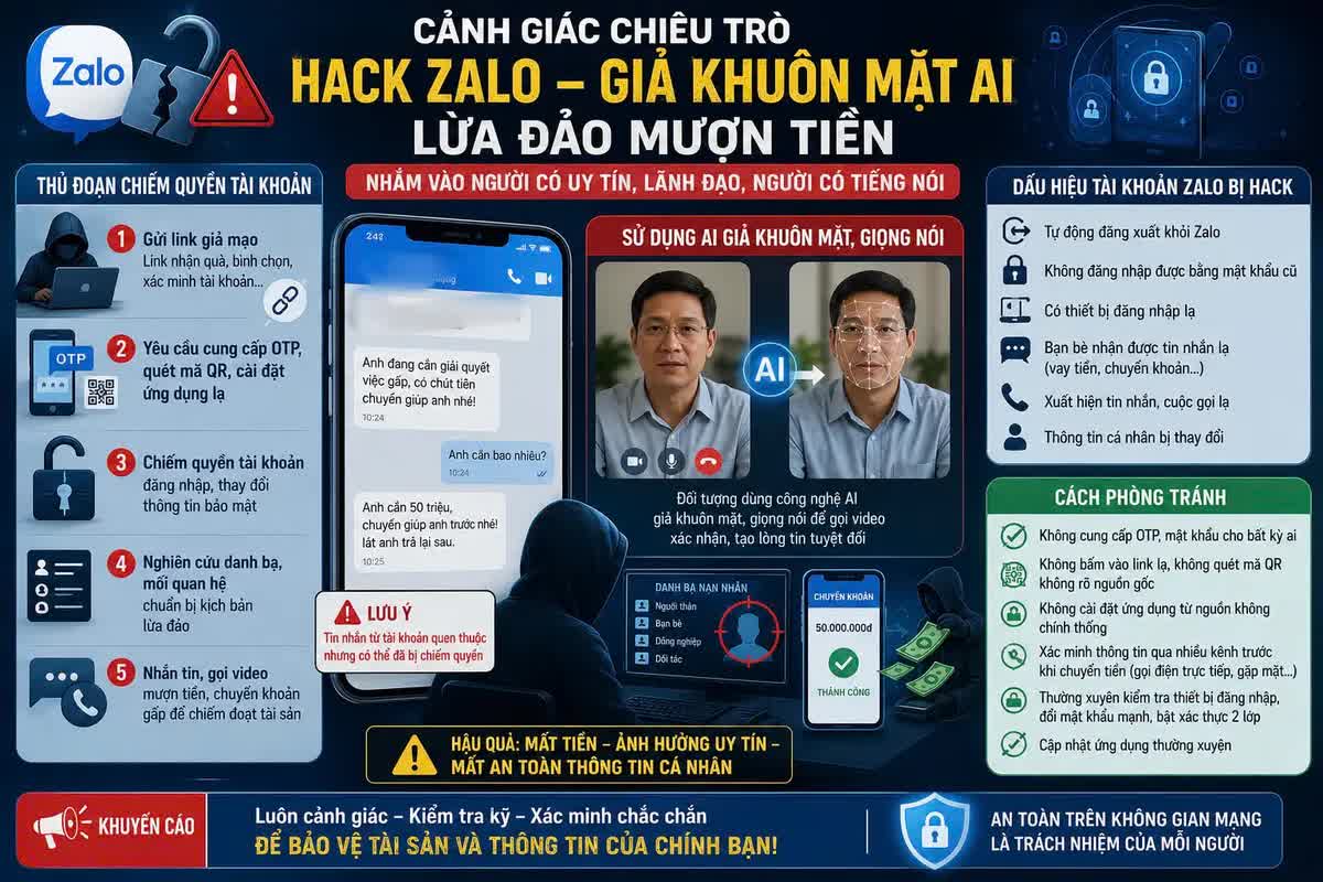 Cảnh giác thủ đoạn chiếm đoạt tài khoản Zalo rồi nhắn tin lừa “mượn tiền”- Ảnh 1. Cảnh giác thủ đoạn chiếm đoạt tài khoản Zalo rồi nhắn tin lừa “mượn tiền”- Ảnh 1.
