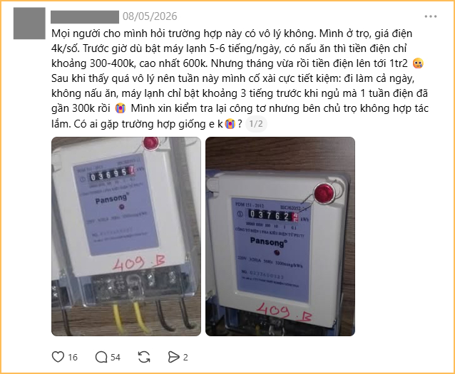 Tâm trạng người đi thuê nhà lúc này:”Shock” vì hóa đơn tiền điện- Ảnh 2.