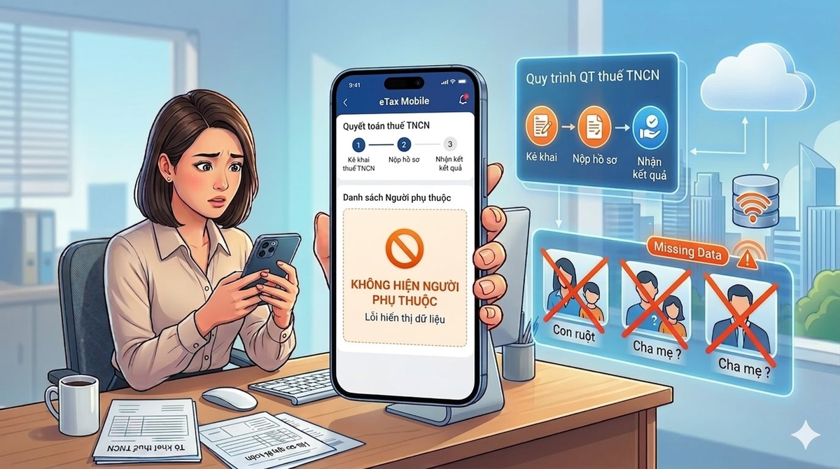 Không hiện người phụ thuộc trên eTax Mobile khi quyết toán thuế TNCN
