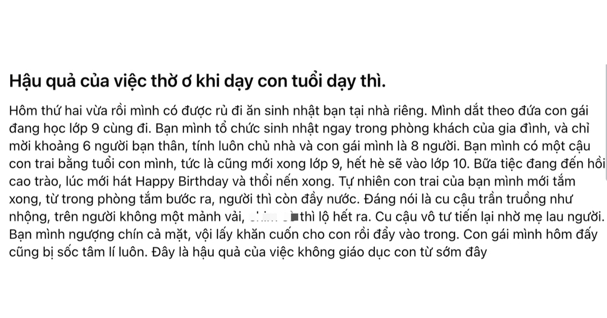 Hình ảnh sững người ở tiệc sinh nhật khiến bà mẹ Đồng Nai gấp gáp cảnh báo: Đừng thờ ơ khi dạy con tuổi dậy thì