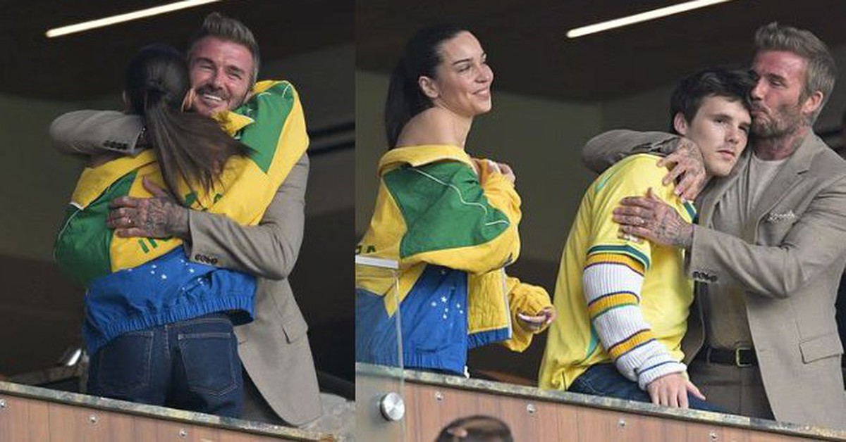 David Beckham chiếm spotlight khi ôm thắm thiết bạn gái của con trai trên khán đài World Cup 2026