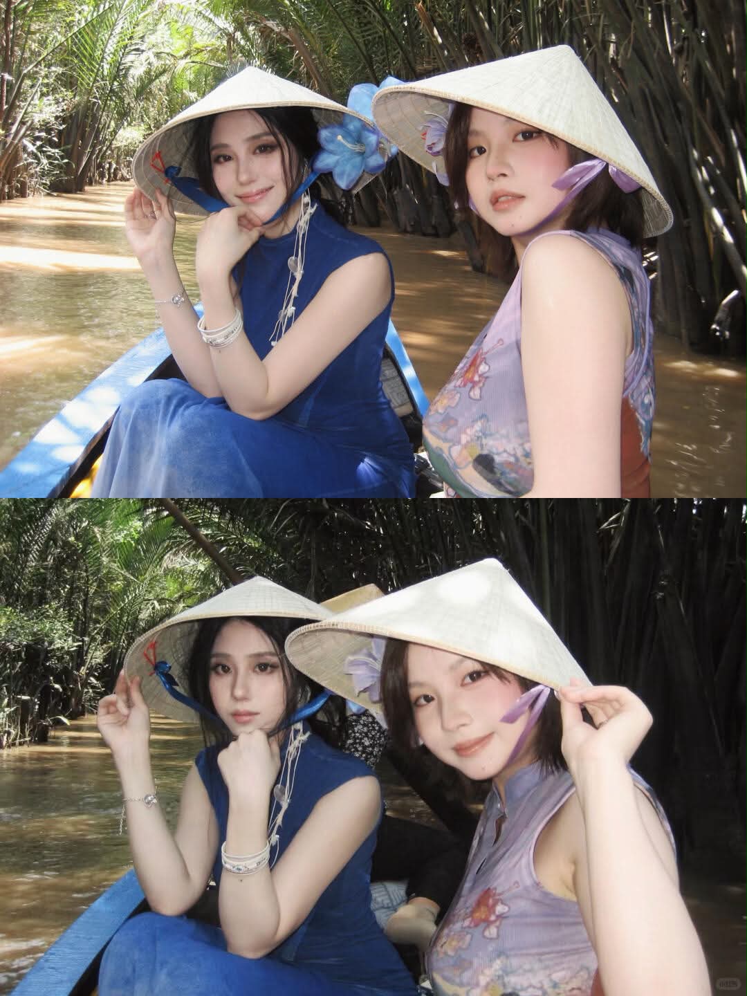 Tỷ tỷ xứ Trung đua nhau mặc sườn xám ghé miền Tây đội nón lá chèo xuồng, làm nên mấy bộ hình "chấn động"- Ảnh 4.