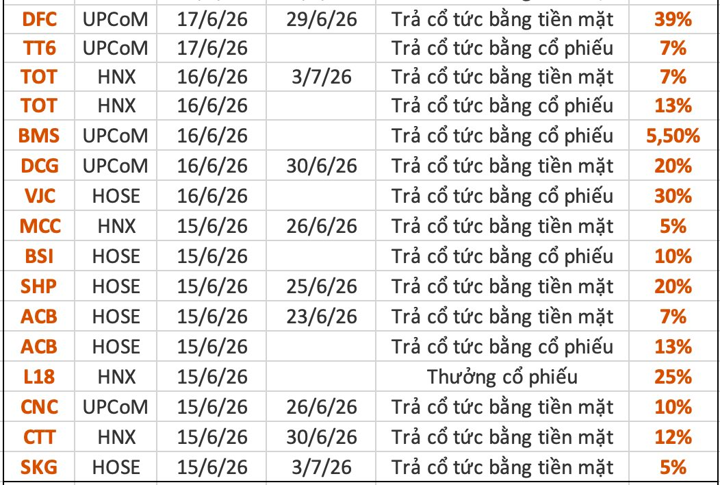 Lịch chốt quyền cổ tức tuần 15-19/6: Cổ tức tiền mặt cao nhất 125%, một ngân hàng sắp chi 3.500 tỷ đồng- Ảnh 2.