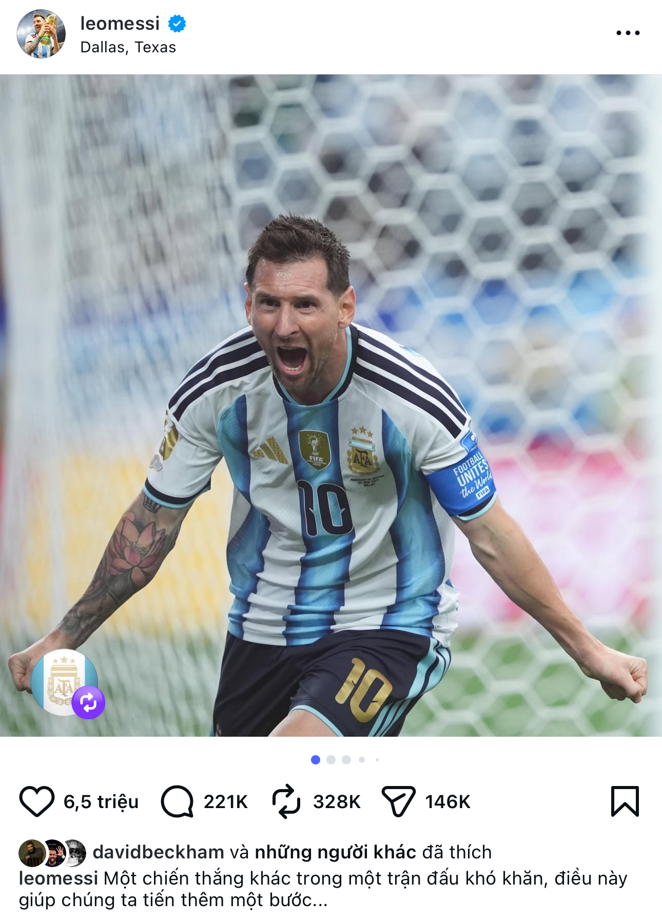 Bài đăng đầu tiên của Messi- Ảnh 1.