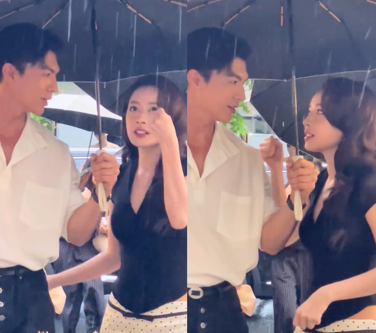 Chi Pu và mỹ nam 6 múi che chung chiếc ô, mưa ướt điện thoại cũng không che được hào quang này- Ảnh 2.