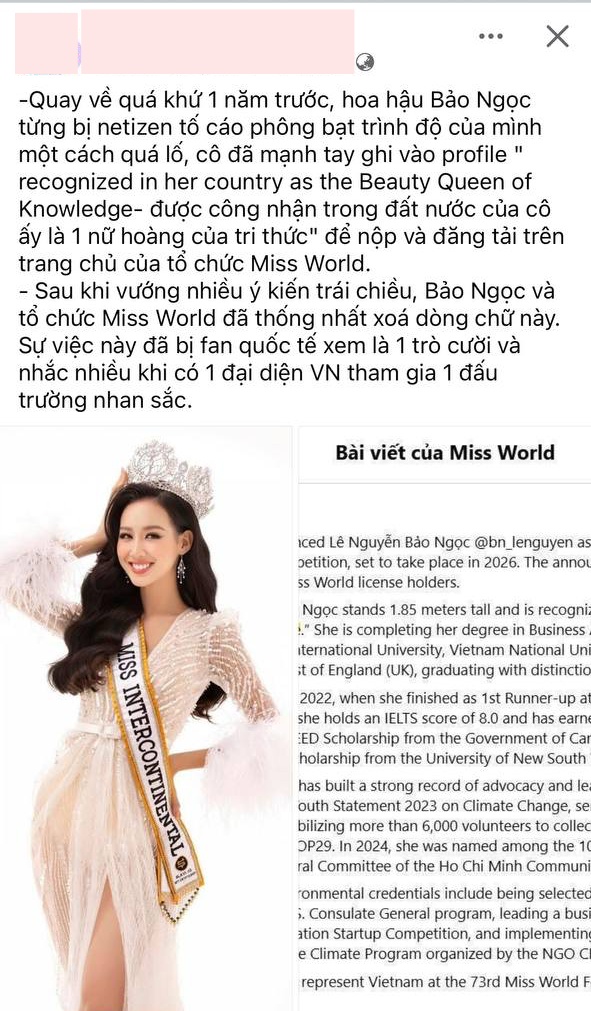 Xôn xao tin đồn về động thái của Miss World giữa ồn ào Bảo Ngọc 