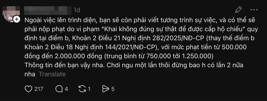 Dùng AI sửa ảnh hộ chiếu, cô gái bị treo hồ sơ, yêu cầu trình diện trực tiếp: Đừng để vài phút 