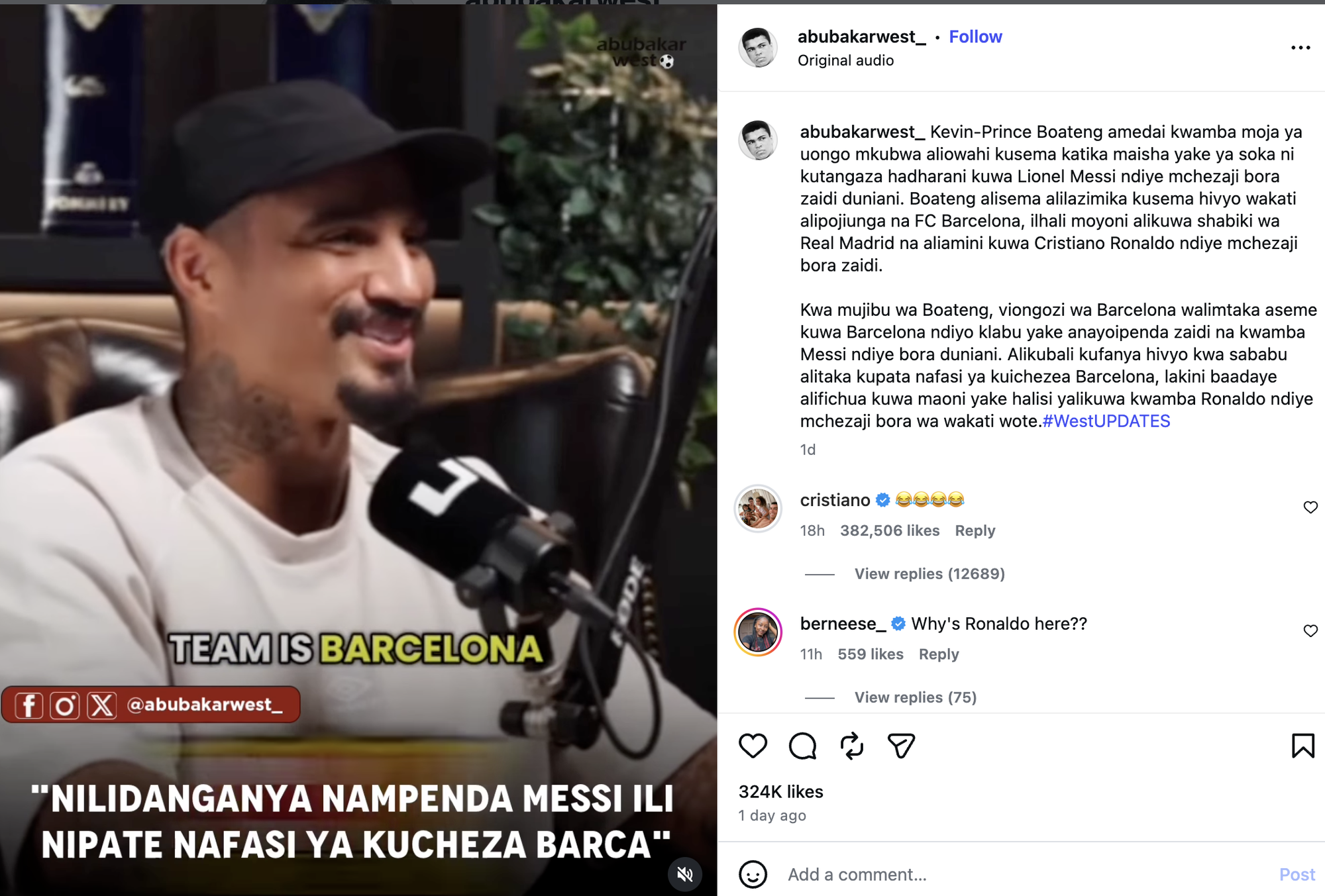 Kevin-Prince Boateng thừa nhận "dối lòng" khen Messi hay nhất để được gia nhập Barcelona, Ronaldo lập tức vào thả icon cười cợt!- Ảnh 2.