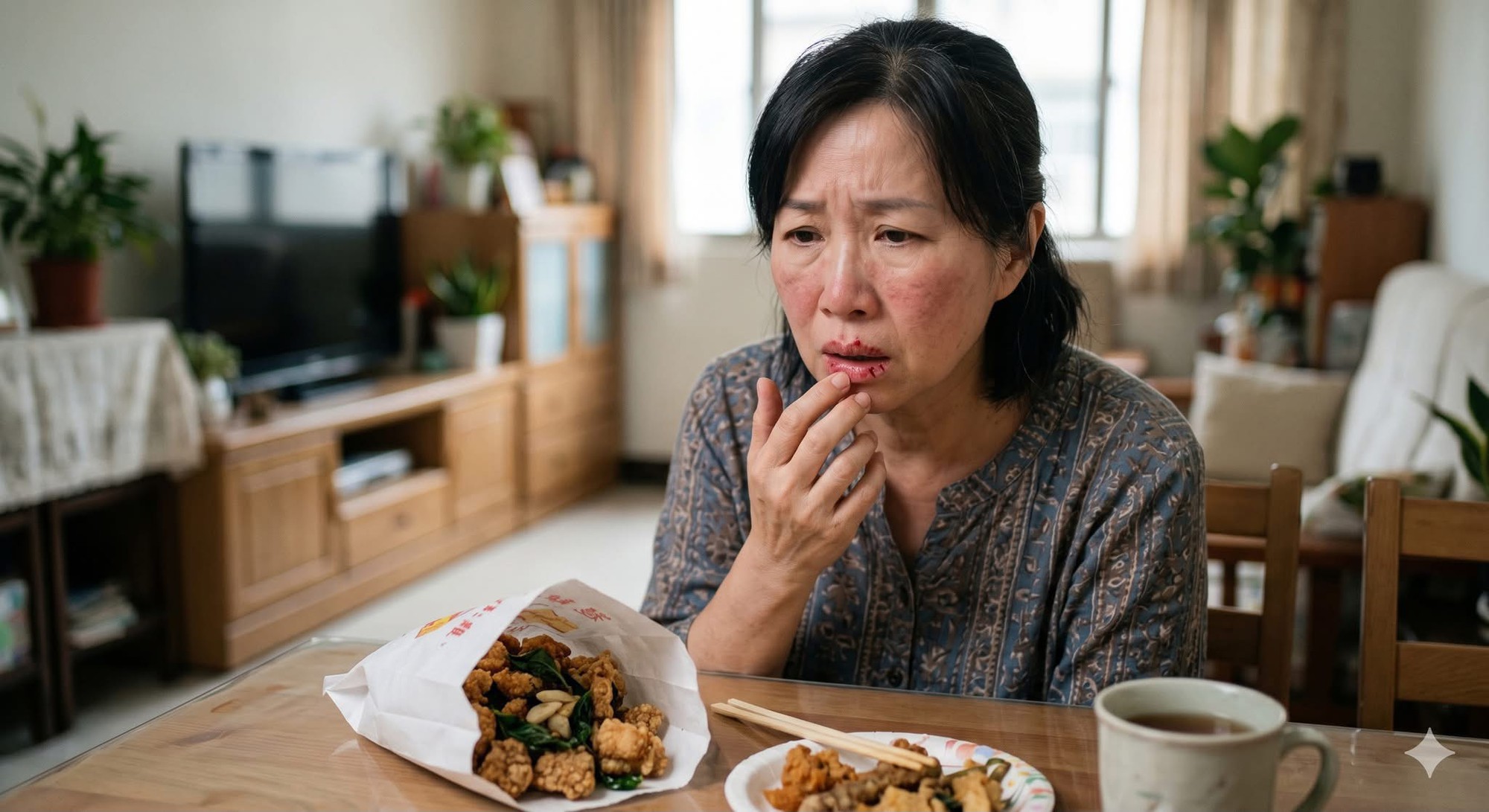Người phụ nữ 54 tuổi thức dậy với đôi môi sưng phồng sau bữa ăn khuya: Bác sĩ nói nhiều người Việt đang làm điều tương tự - Ảnh 2.