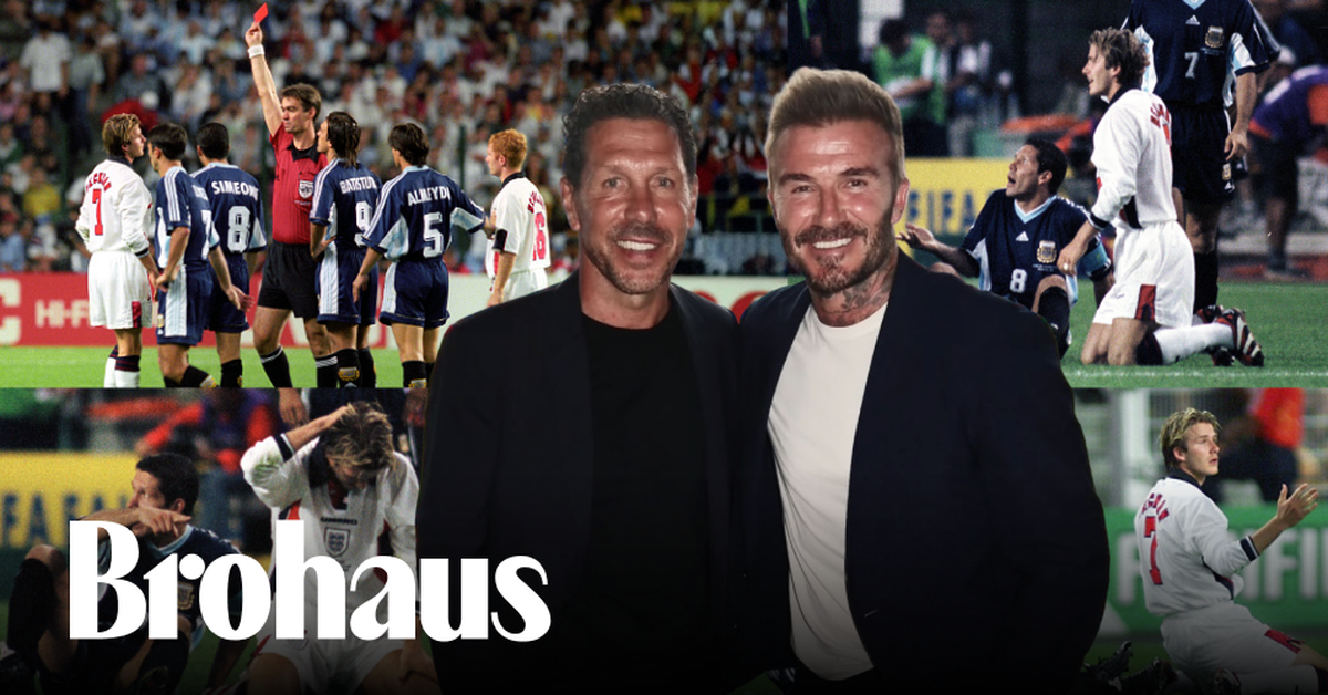 Beckham khoác vai Simeone: 28 năm sau tấm thẻ đỏ đen tối nhất đời, anh gọi đó là “một người bạn cũ”