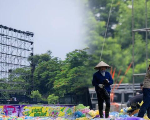 Công viên Yên Sở ngập rác sau Concert Những Thành Phố Mơ Màng, UBND phường chỉ đạo khẩn trương dọn dẹp
