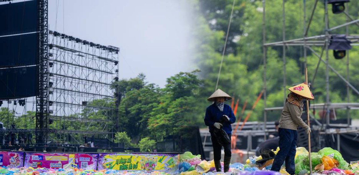 Công viên Yên Sở ngập rác sau Concert Những Thành Phố Mơ Màng, UBND phường chỉ đạo khẩn trương dọn dẹp