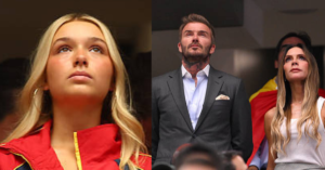 Tiểu thư Harper Beckham khoe visual sáng bừng, chiếm trọn “spotlight” trên khán đài khi cổ vũ Tây Ban Nha đấu Pháp