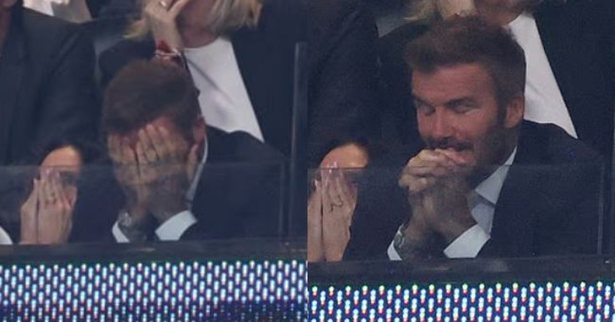 David Beckham cố kìm nước mắt, được Victoria an ủi khi chứng kiến Messi hạ gục ĐT Anh đưa Argentina vào chung kết World Cup