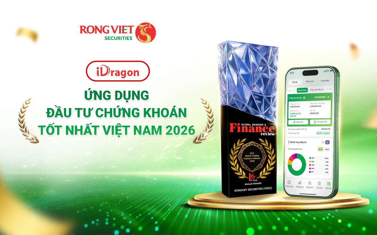 iDragon của Chứng khoán Rồng Việt đạt giải “Ứng dụng đầu tư chứng khoán tốt nhất Việt Nam 2026”