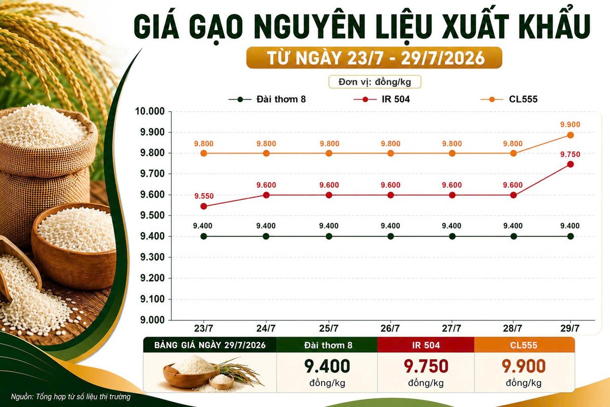 Thị trường hàng hóa 29/7: Gạo xuất khẩu bứt tốc, heo hơi nối dài đà giảm