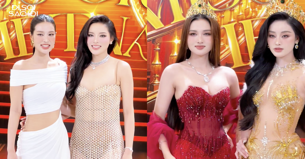 Thảm đỏ Chung kết Miss Grand Vietnam: Kỳ Duyên – Thiên Ân ôm nhau tình tứ, Thanh Thuỷ quá slay!