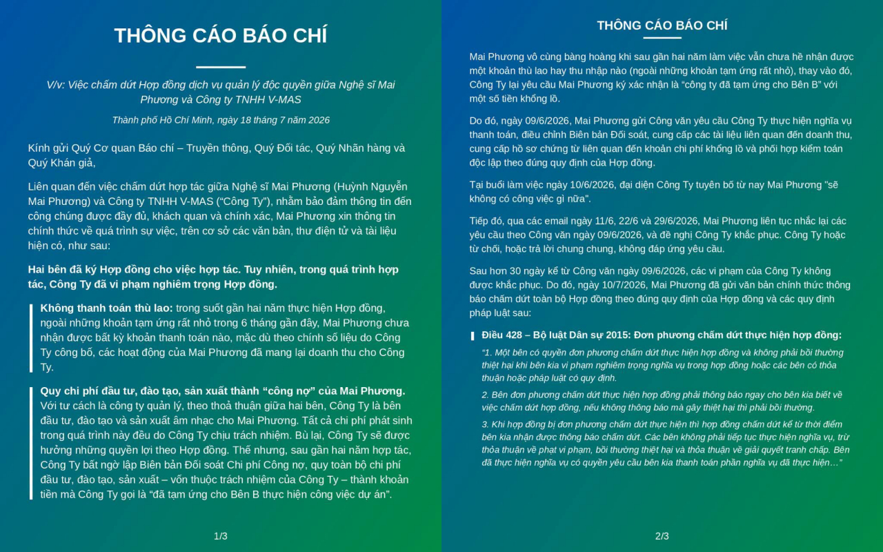 Hoa hậu Mai Phương tố công ty cũ vi phạm nghiêm trọng hợp đồng, không trả thù lao trong 2 năm- Ảnh 1.