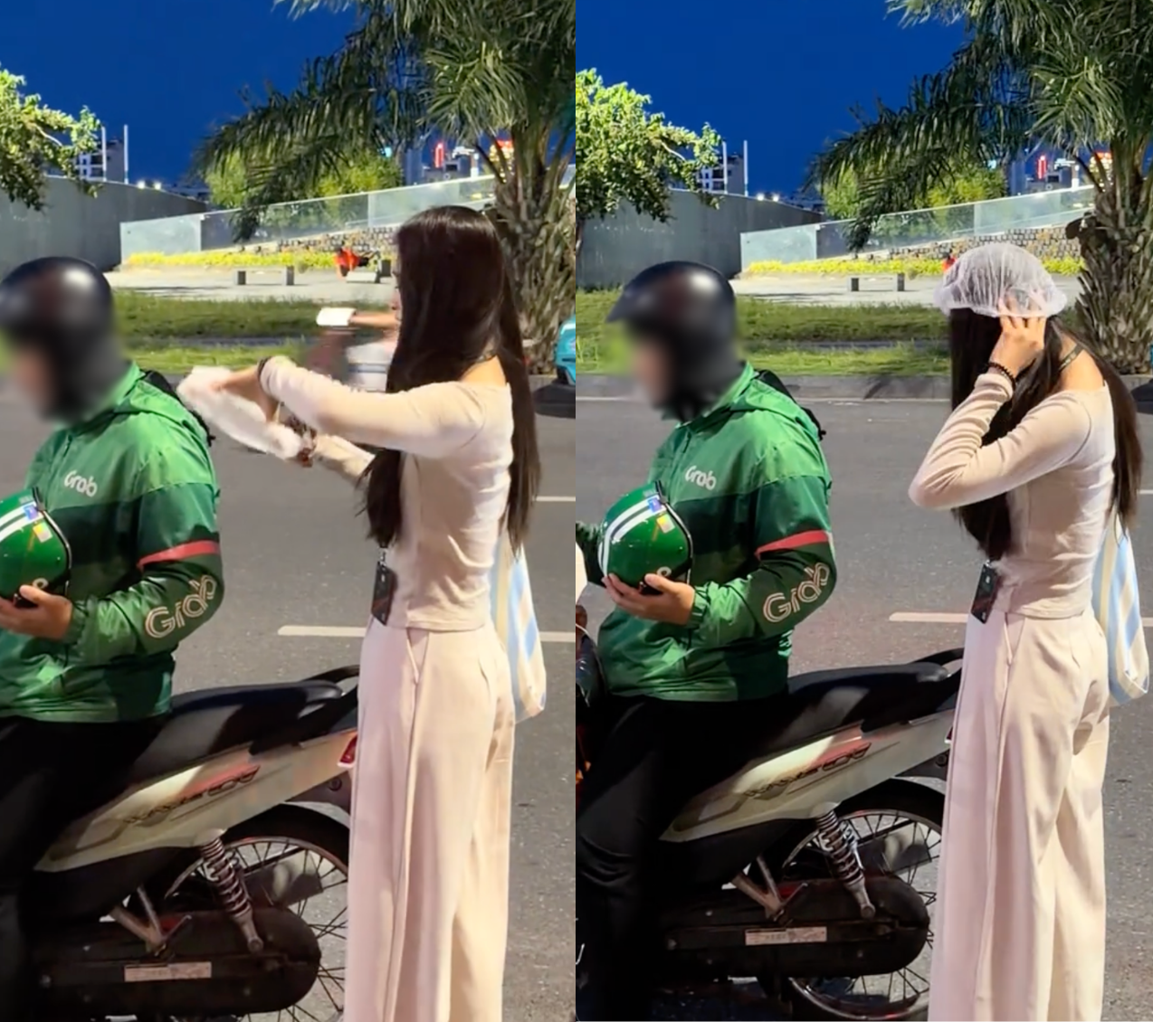 Bắt gặp Hoa hậu Tiểu Vy đi xe ôm: Trước khi lên xe làm ngay 1 việc ít ai để ý- Ảnh 1.