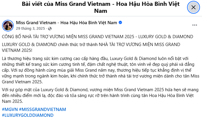 Nhà tài trợ vương miện cho Sen Vàng tại Miss Grand Vietnam và Miss World Vietnam tạm ngưng hoạt động trong 10 ngày- Ảnh 2.