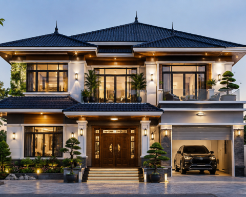 Chi phí xây nhà mái Nhật 2 tầng 100m² có gara ô tô bao nhiêu?