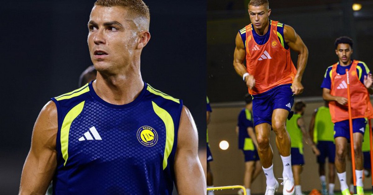 Ronaldo khoe body cuồn cuộn tuổi 41, đeo nhẫn cưới đến sân bóng, biểu cảm cực đáng yêu khi được đồng đội chúc phúc