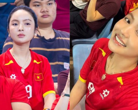 Loạt ảnh Chu Thanh Huyền – vợ Quang Hải trên sân Mỹ Đình lọt ống kính truyền thông còn xinh hơn ảnh tự đăng