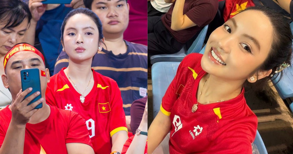 Loạt ảnh Chu Thanh Huyền – vợ Quang Hải trên sân Mỹ Đình lọt ống kính truyền thông còn xinh hơn ảnh tự đăng