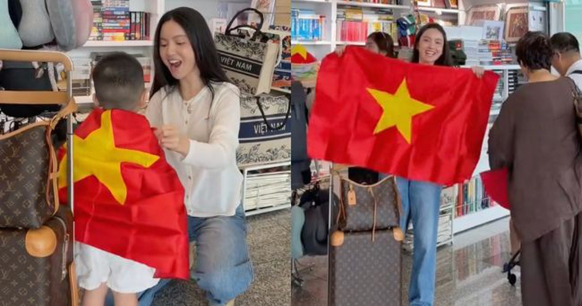 Chu Thanh Huyền khoác cờ Tổ quốc cho con trai, chiếm trọn spotlight tại sân bay khi sang Thái Lan cổ vũ Quang Hải và ĐT Việt Nam