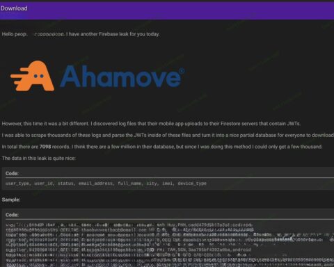 Nghi vấn dữ liệu Ahamove bị rò rỉ: 7.098 bản ghi chứa email, họ tên và thông tin thiết bị