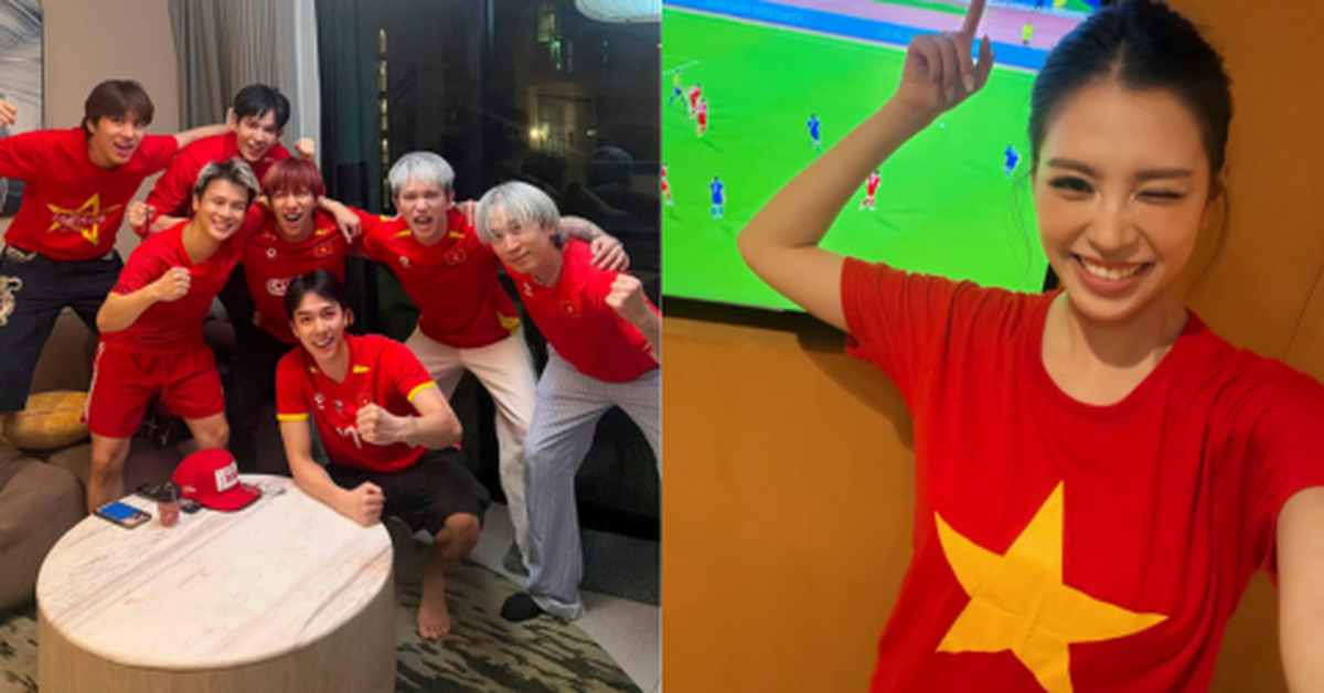 Tiểu Vy – Lan Ngọc vỡ oà sau bàn gỡ hoà, cả showbiz Việt ăn mừng tưng bừng chờ chức vô địch của ĐT Việt Nam