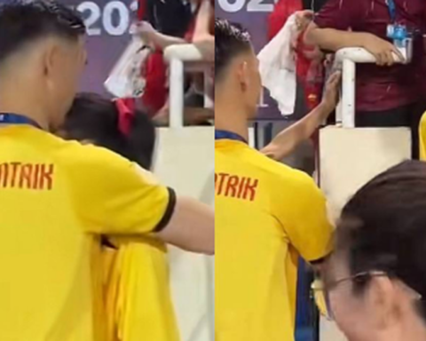 MC Hoàng Oanh và Lê Giang Patrik hôn nhau ăn mừng Việt Nam vô địch!