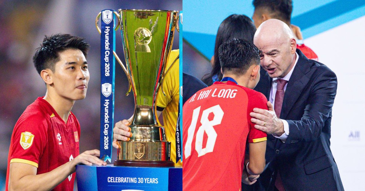 Đình Bắc gây sốt với biểu cảm đáng yêu ngắm nhìn cúp vô địch, chủ tịch FIFA ôm động viên, chúc mừng Hai Long
